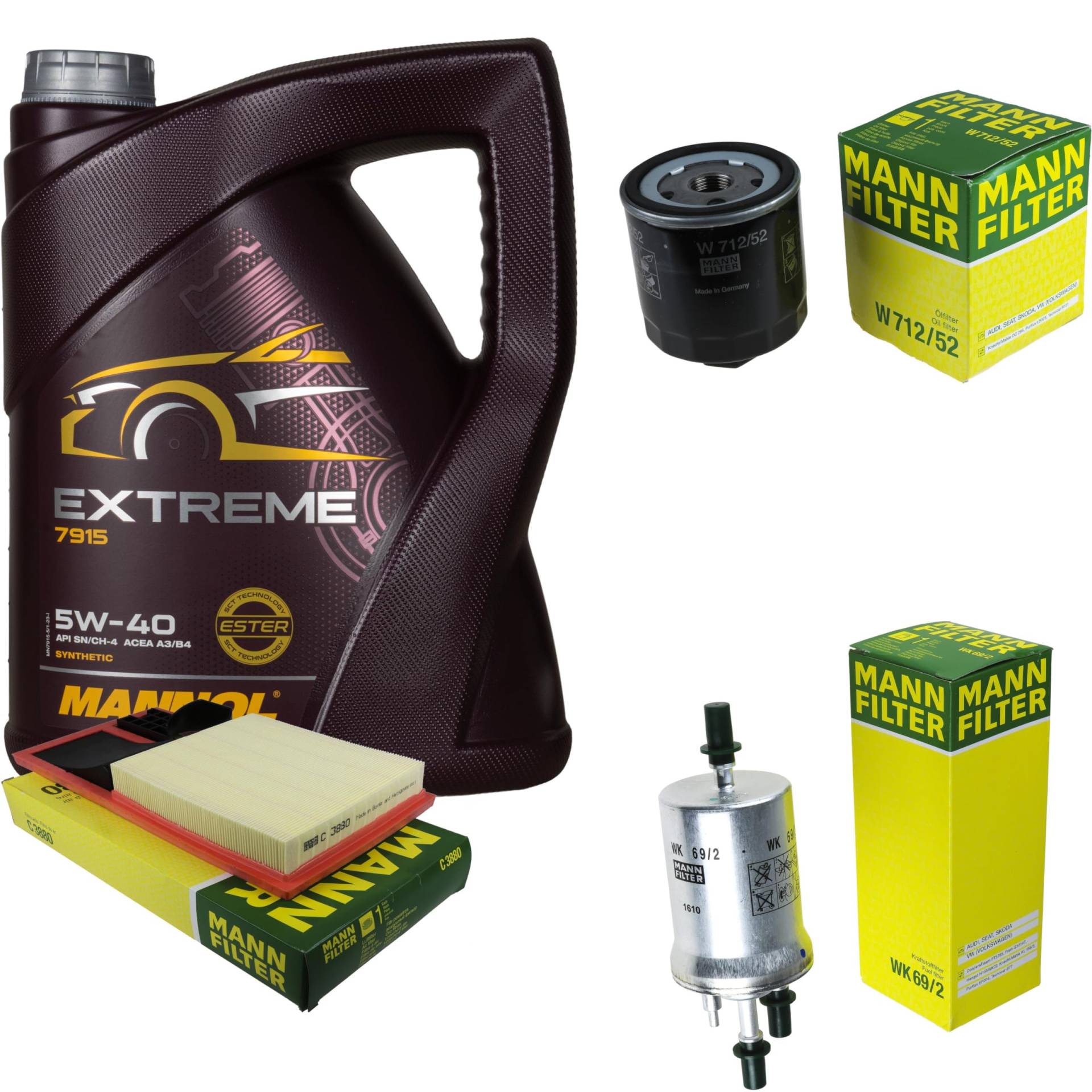 Filter Set Inspektionspaket 5 Liter MANNOL Motoröl Extreme 5W-40 API SN/CF MANN-FILTER Luftfilter Ölfilter Kraftstofffilter Filter Set Inspektionspaket 5 Liter MANNOL Motoröl Extreme 5W-40 API SN/CF MANN-FILTER Luftfilter Ölfilter Kraftstofffilter von Diederichs