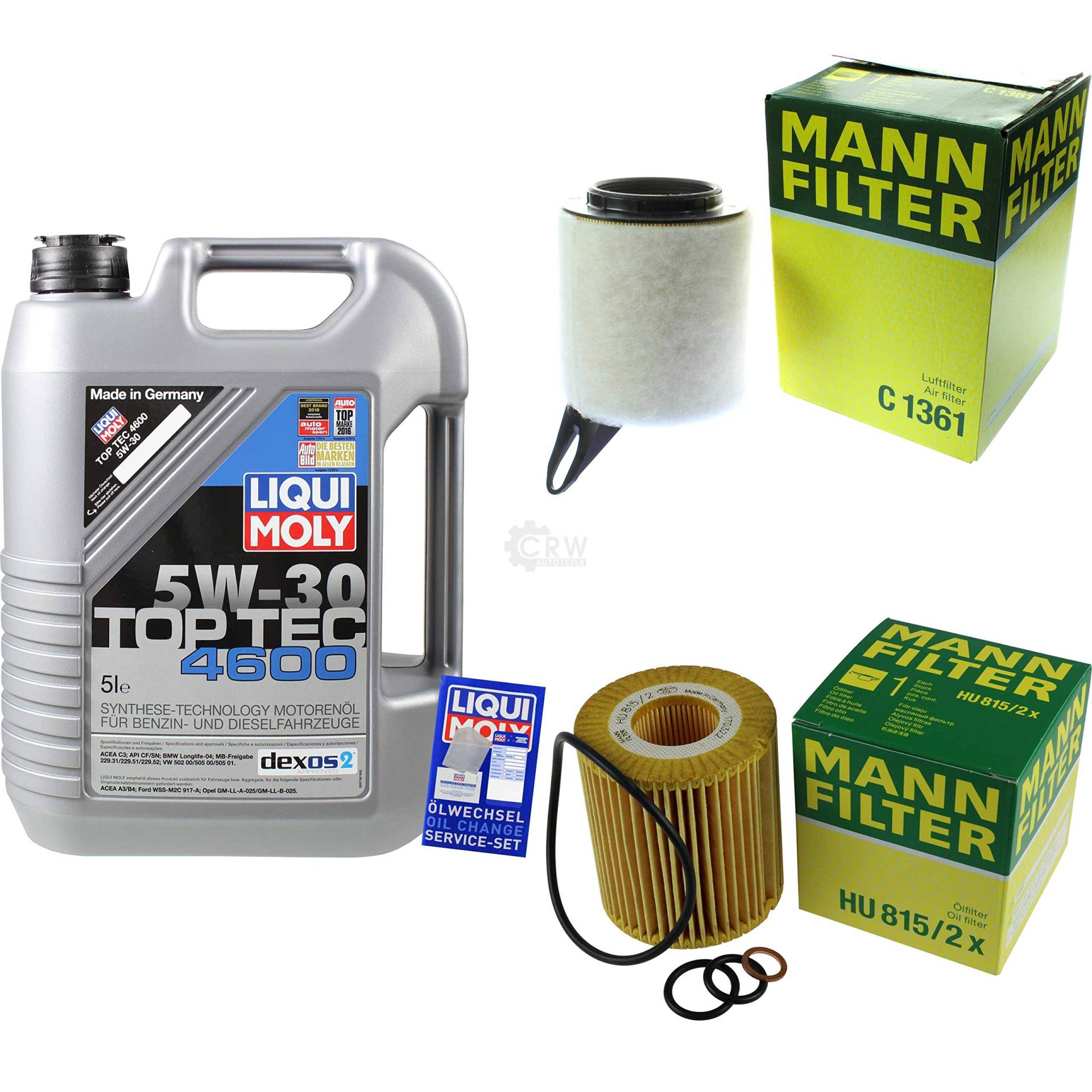 Filter Set Inspektionspaket 5 Liter Motoröl Top Tec 4600 5W-30 MANN-FILTER Luftfilter Ölfilter von Diederichs