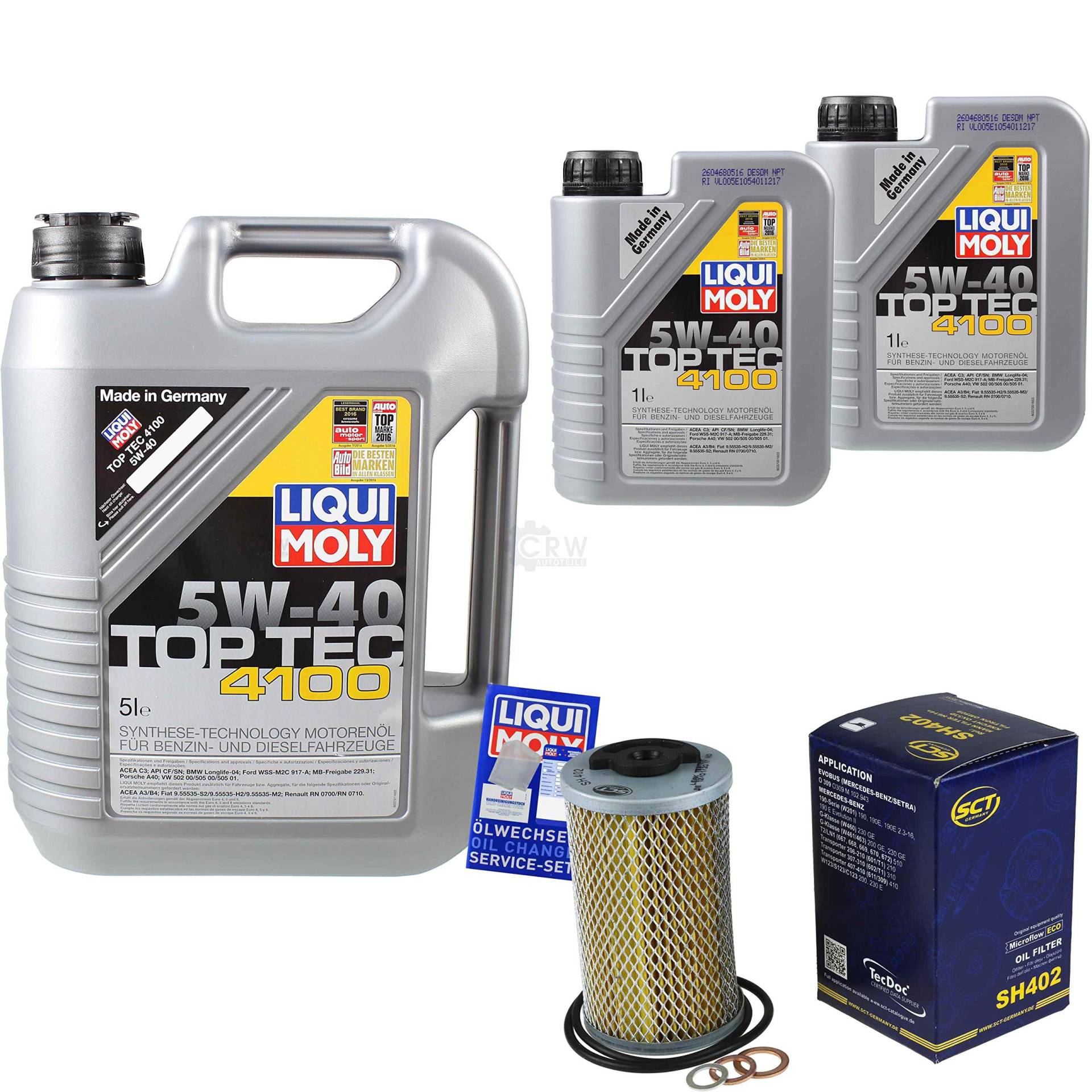 Filter Set Inspektionspaket 7 Liter Liqui Moly Motoröl Top Tec 4100 5W-40 SCT Germany Ölfilter von QR-PARTS
