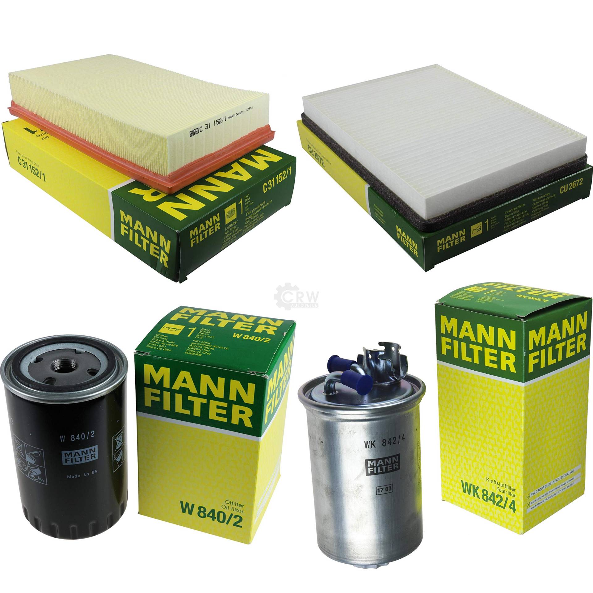 MANN-FILTER Inspektions Set Inspektionspaket Innenraumfilter Kraftstofffilter Luftfilter Ölfilter von QR-PARTS