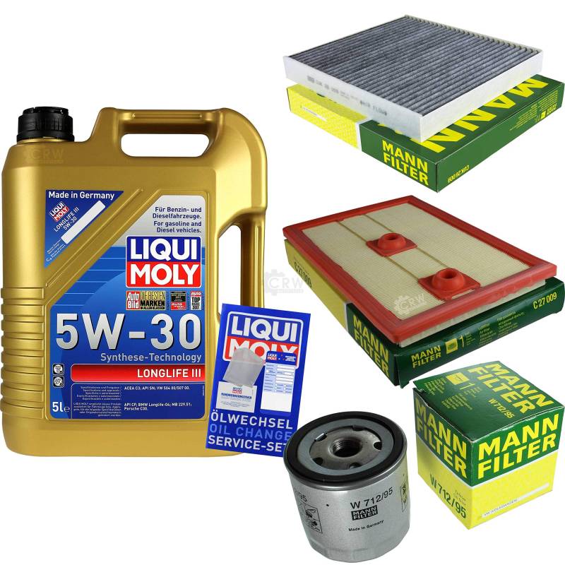 QR-PARTS 69372705 Filter Set Inspektionspaket 5 Liter Motoröl Longlife III 5W-30 MANN-FILTER Innenraumfilter Luftfilter Ölfilter von Diederichs