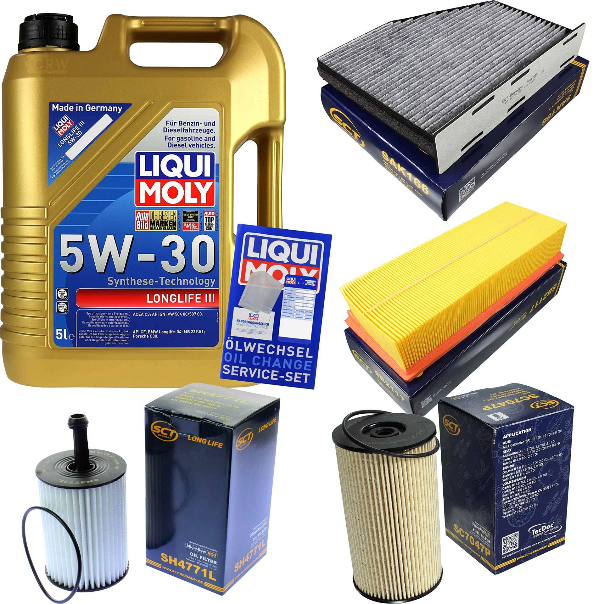 QR-PARTS 69391069 Filter Set Inspektionspaket 5 Liter Liqui Moly Motoröl Longlife III 5W-30 SCT Germany Innenraumfilter Kraftstofffilter Luftfilter Ölfilter QR-PARTS 69391069 Filter Set Inspektionspaket 5 Liter Liqui Moly Motoröl Longlife III 5W-30 SCT Germany Innenraumfilter Kraftstofffilter Luftfilter Ölfilter von Diederichs