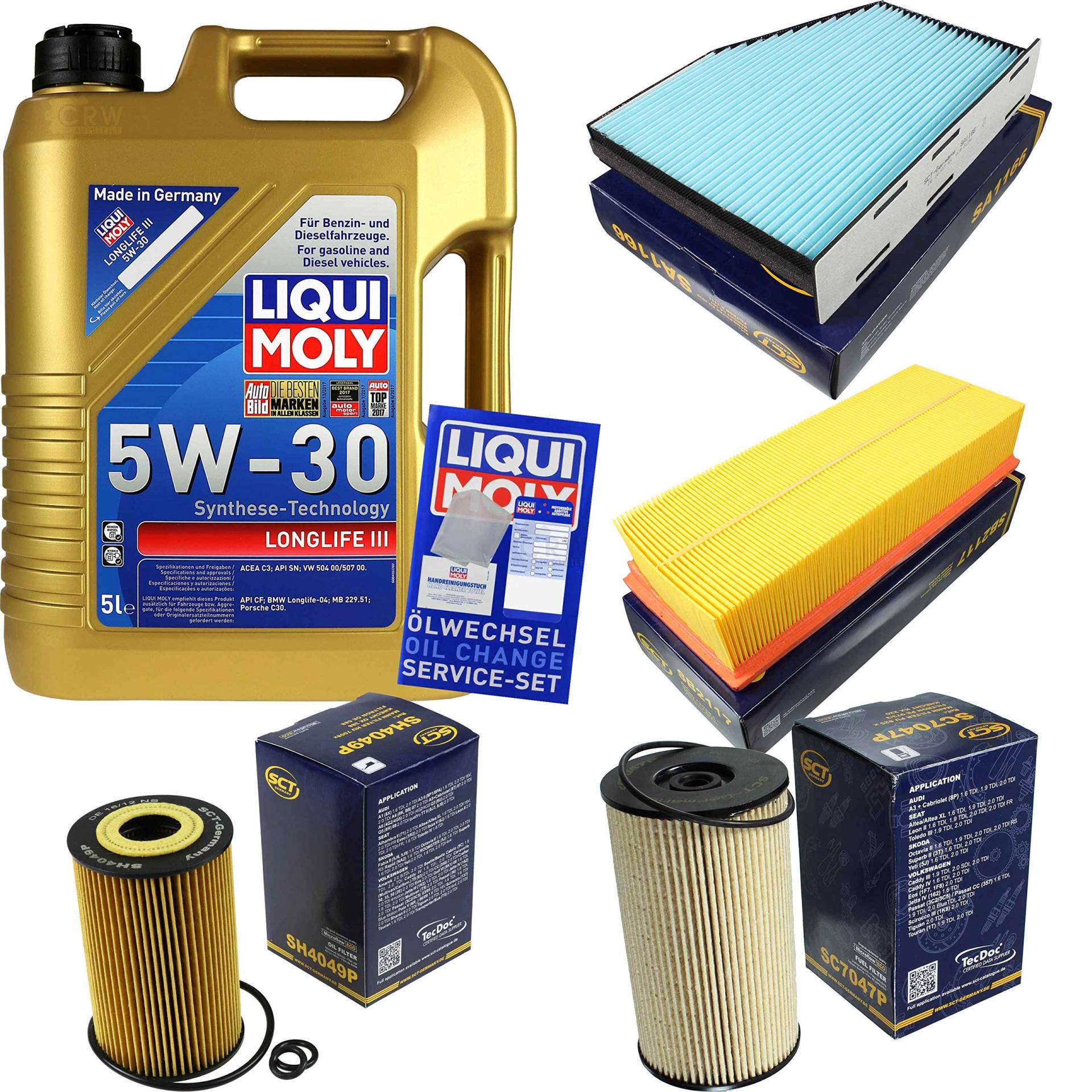 QR-PARTS 69391080 Filter Set Inspektionspaket 5 Liter Motoröl Longlife III 5W-30 SCT Germany Innenraumfilter Kraftstofffilter Luftfilter Ölfilter QR-PARTS 69391080 Filter Set Inspektionspaket 5 Liter Motoröl Longlife III 5W-30 SCT Germany Innenraumfilter Kraftstofffilter Luftfilter Ölfilter von Diederichs