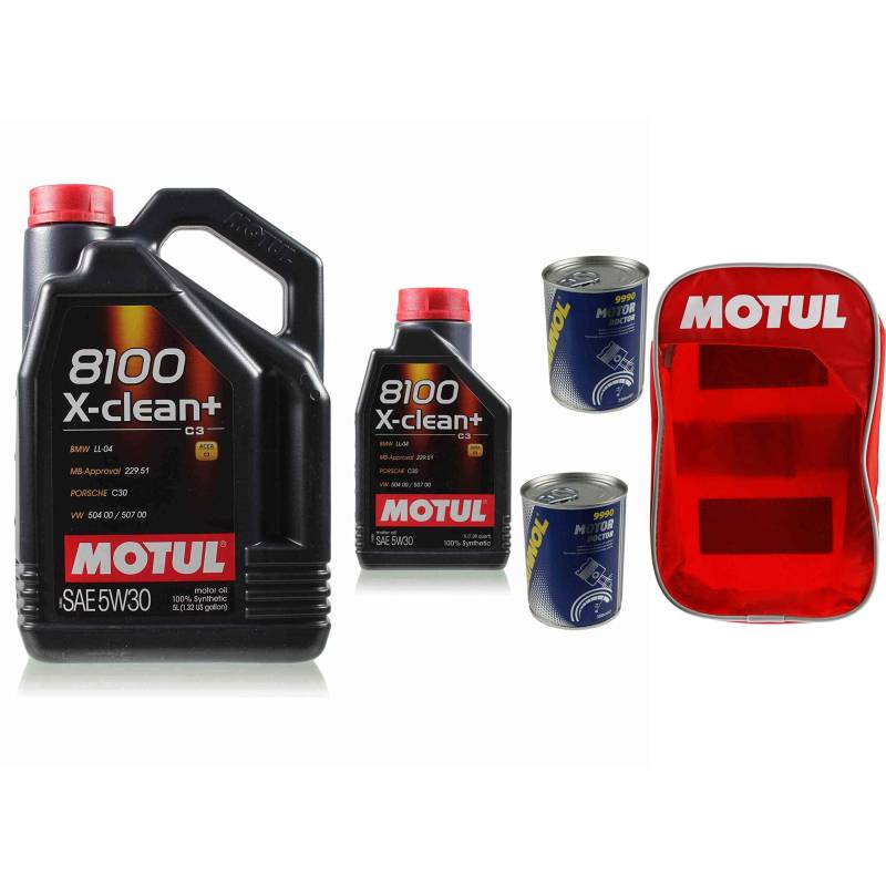 QR-PARTS 69810205 6L Motoröl Motul 8100 X-clean+ 5W30 2x MANNOL Motor Doctor ADDITIV inkl. Tasche von Diederichs