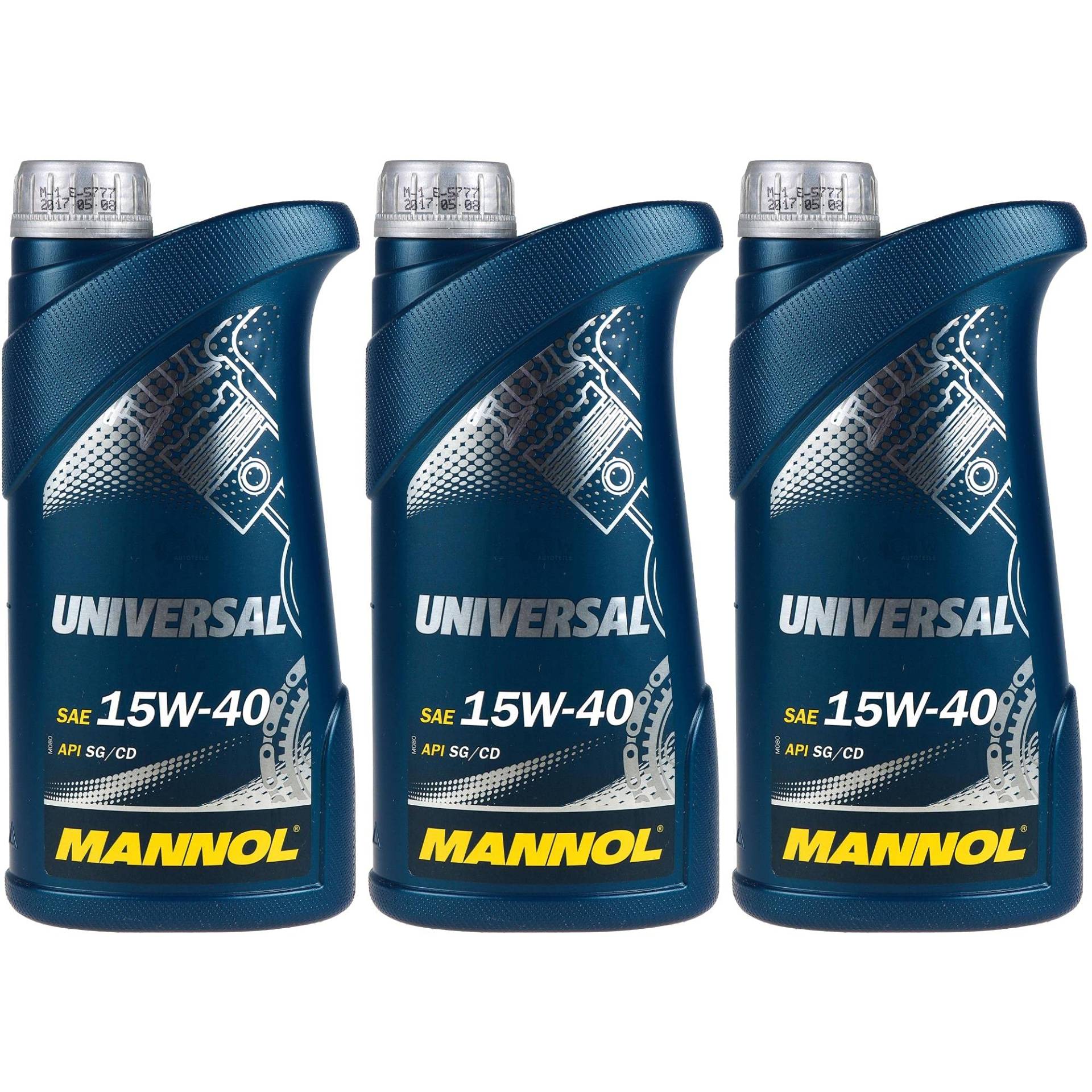 QR-Parts Set 85447034 MN7405-1 3x1 Liter Original MANNOL Motoröl Universal 15W-40 API SN/CH-4 Engine Oil Öl QR-Parts Set 85447034 MN7405-1 3x1 Liter Original MANNOL Motoröl Universal 15W-40 API SN/CH-4 Engine Oil Öl von Diederichs