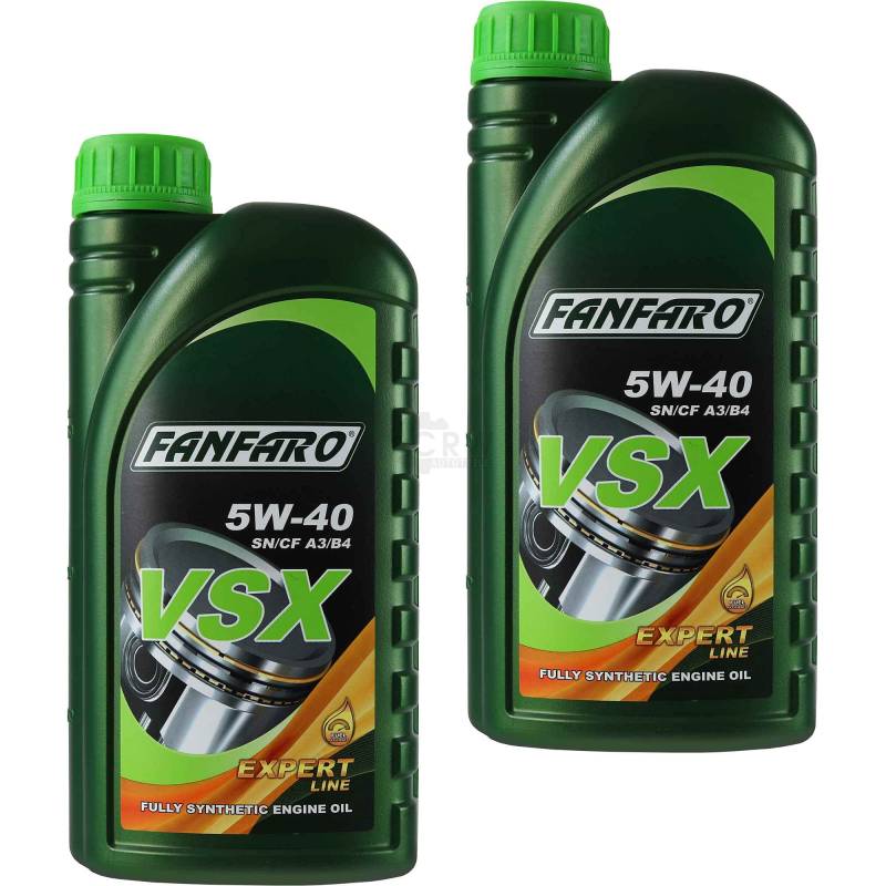 QR-Parts Set 85447462 FF6702-1 2L Original FANFARO VSX 5W-40 API SN/SM/CF Motoröl Engine Oil Öl von QR-PARTS