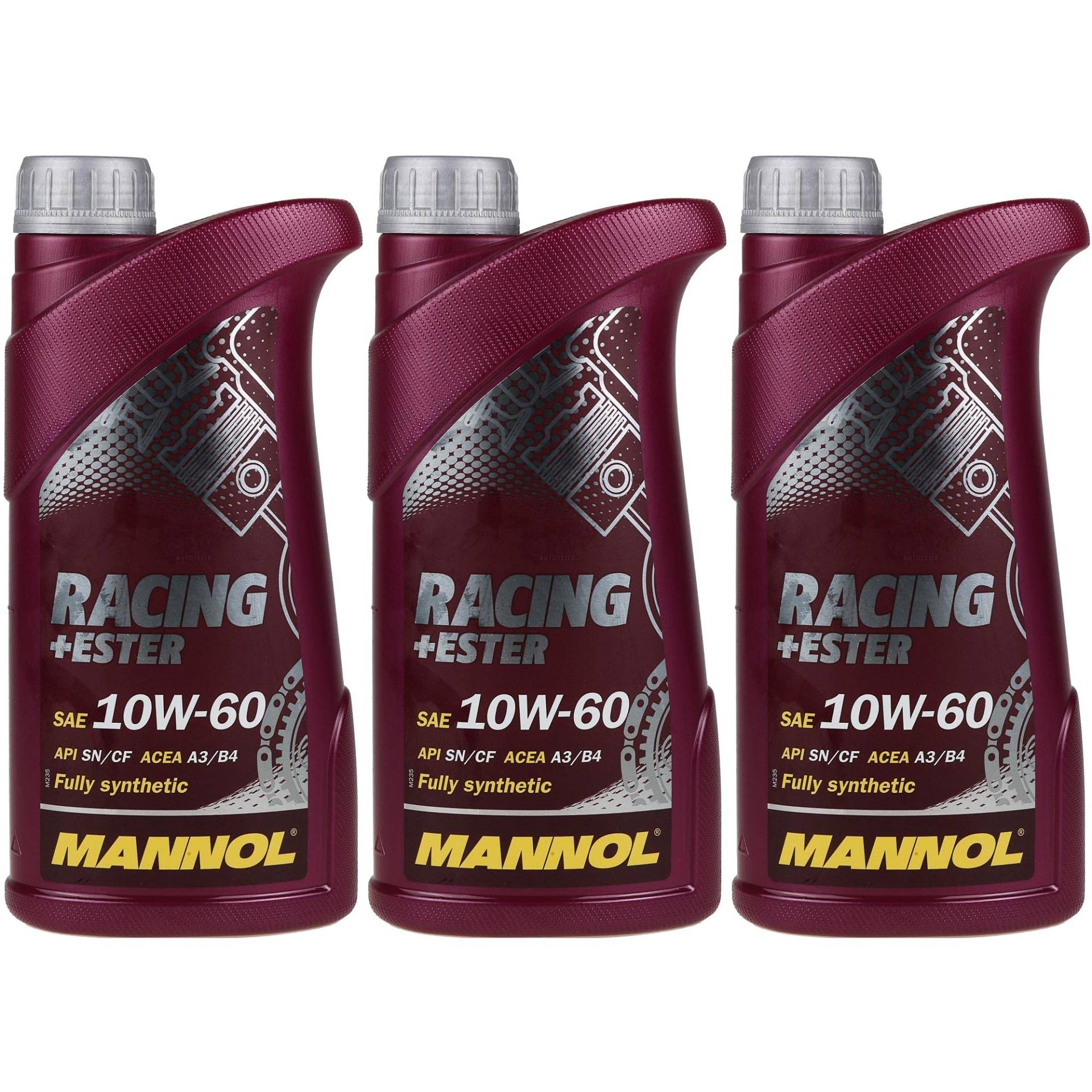 QR-Parts Set 85449870 MN7902-1 3x1 Liter Orignal MANNOL Motoröl SAE 10W-60 RACING+ESTER Engine Oil Öl von Diederichs