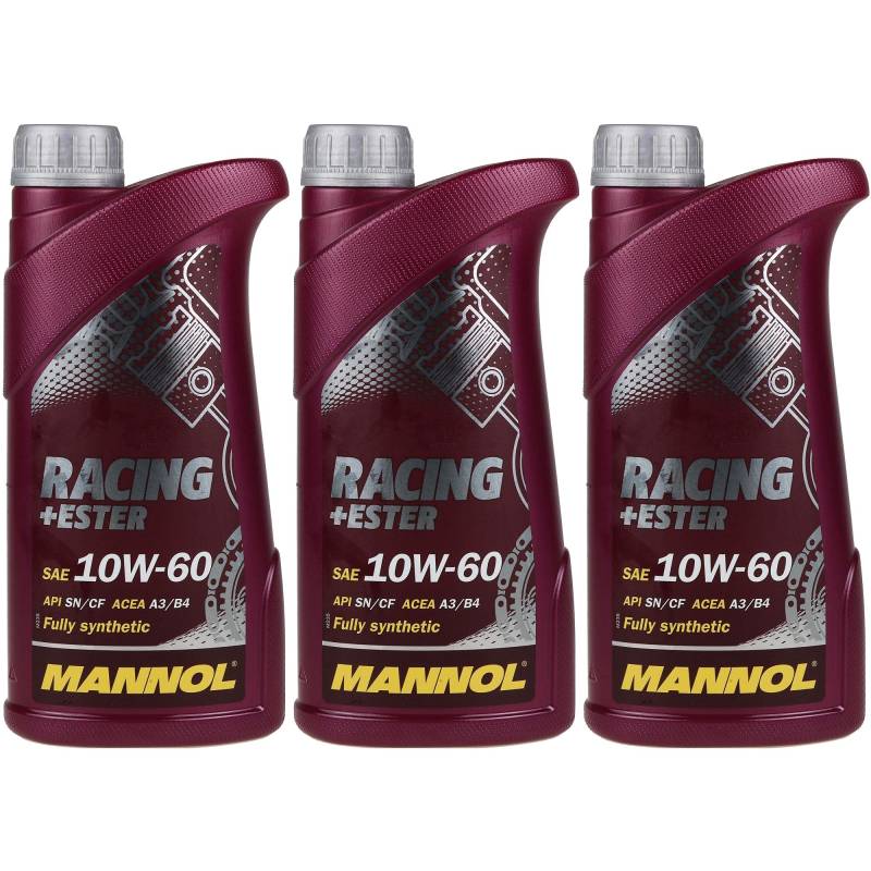 QR-Parts Set 85449870 MN7902-1 3x1 Liter Orignal MANNOL Motoröl SAE 10W-60 RACING+ESTER Engine Oil Öl von Diederichs