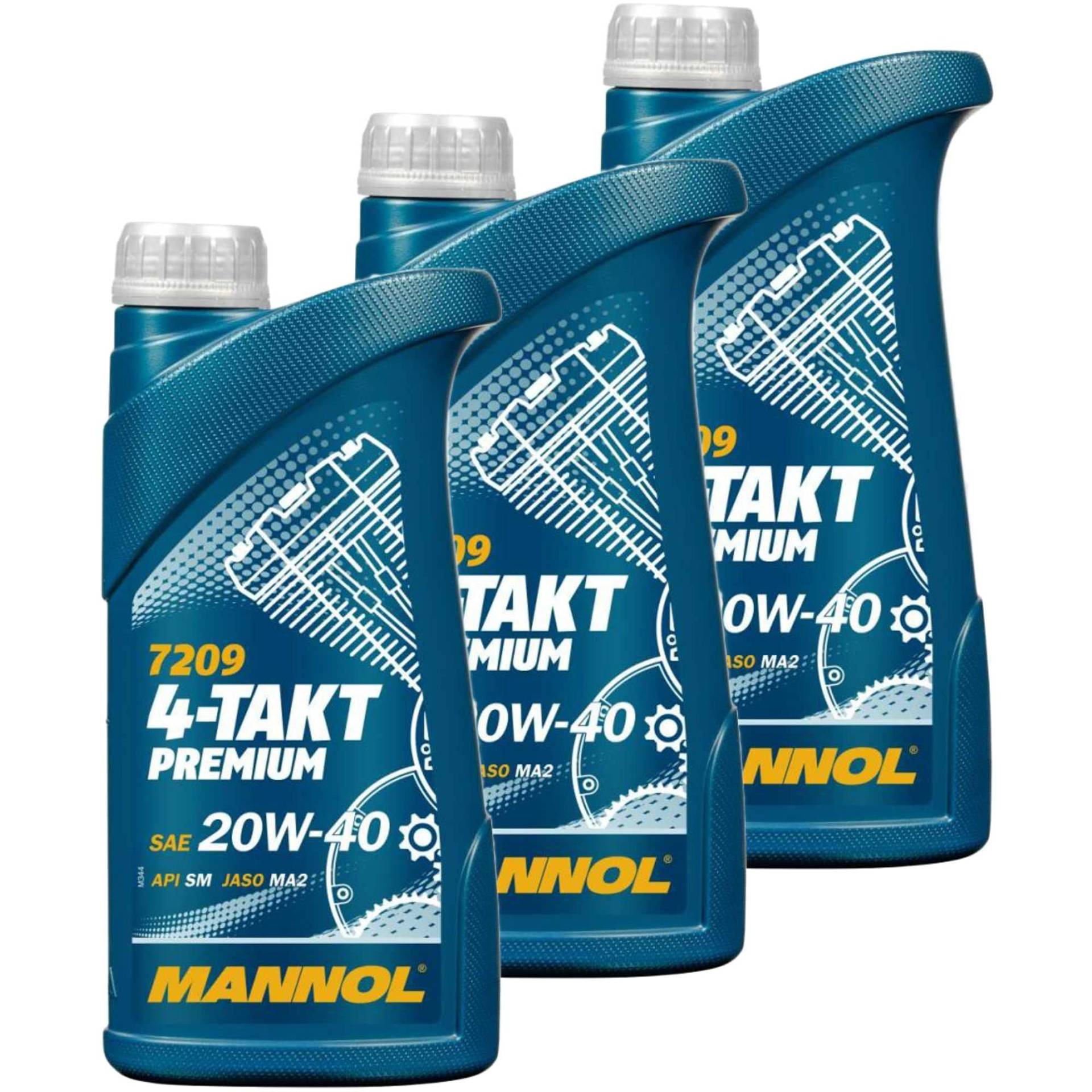 QR-Parts Set 85457788 MN7209-1 3x MANNOL 1 Liter 7209 4-Takt Premium Motorradöl API SM JASO MA2 von Diederichs