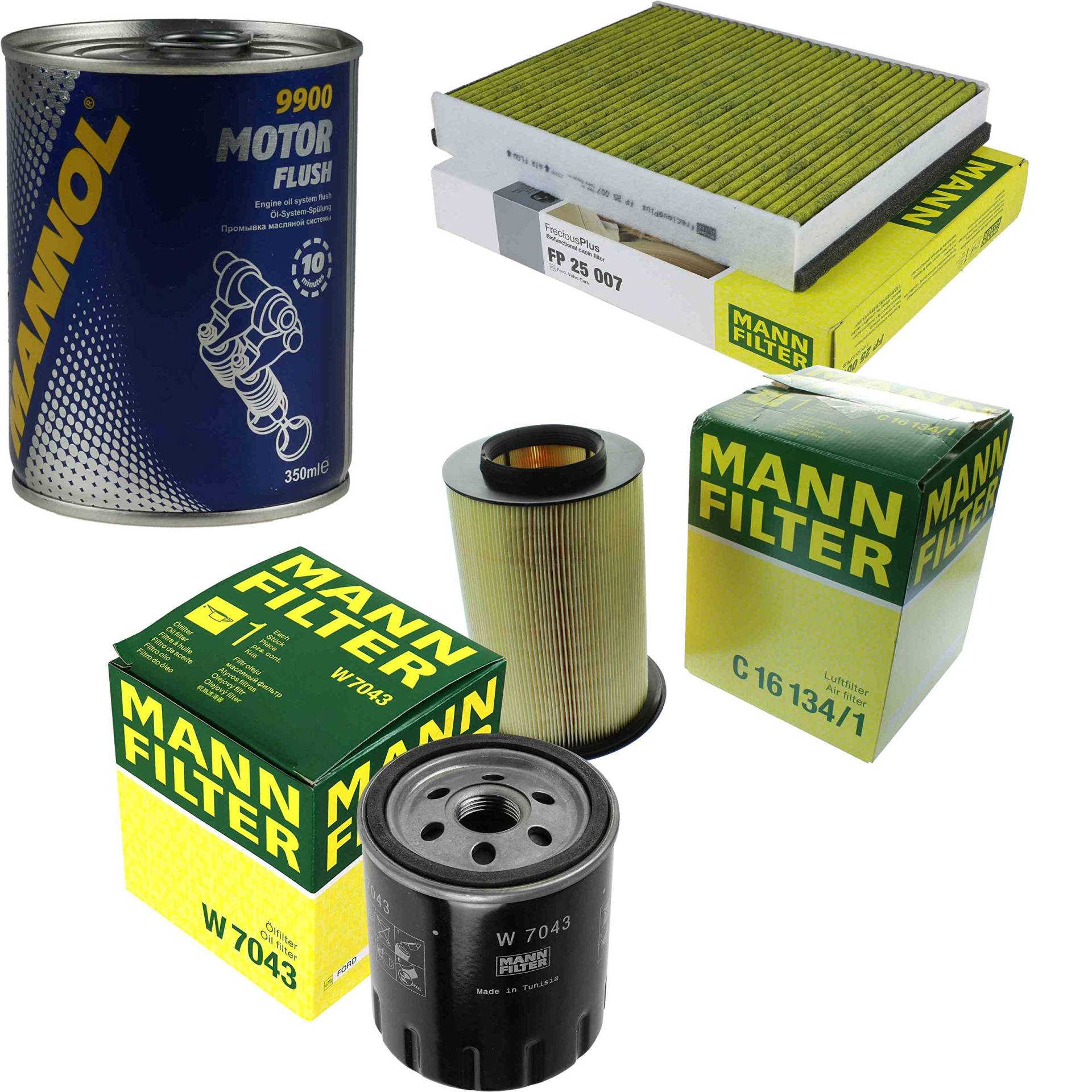 QR-Parts Set 85496443 FP 25 007 9900 W 7043 C 16 134/1 Original MANN-Filter Inspektionspaket SCT Motor Flush Motorspülung 11588701 von QR-PARTS