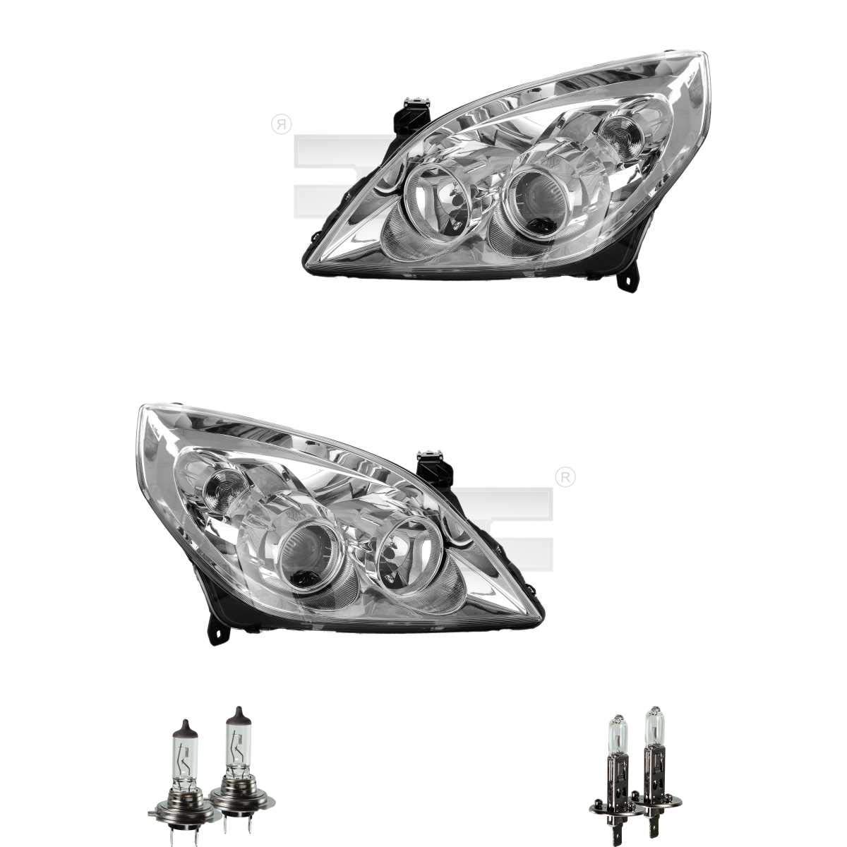 Scheinwerfer Set H1/H7 für Vectra C Caravan Signum inkl. Osram Lampen mit Stellmotor LWR von Diederichs