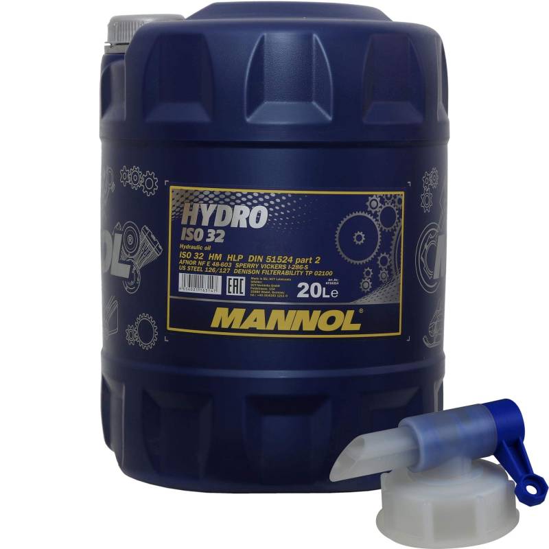 20 Liter MANNOL Hydrauliköl Hydro ISO 32 Hydraulic Fluid inkl. Auslaufhahn von Diederichs