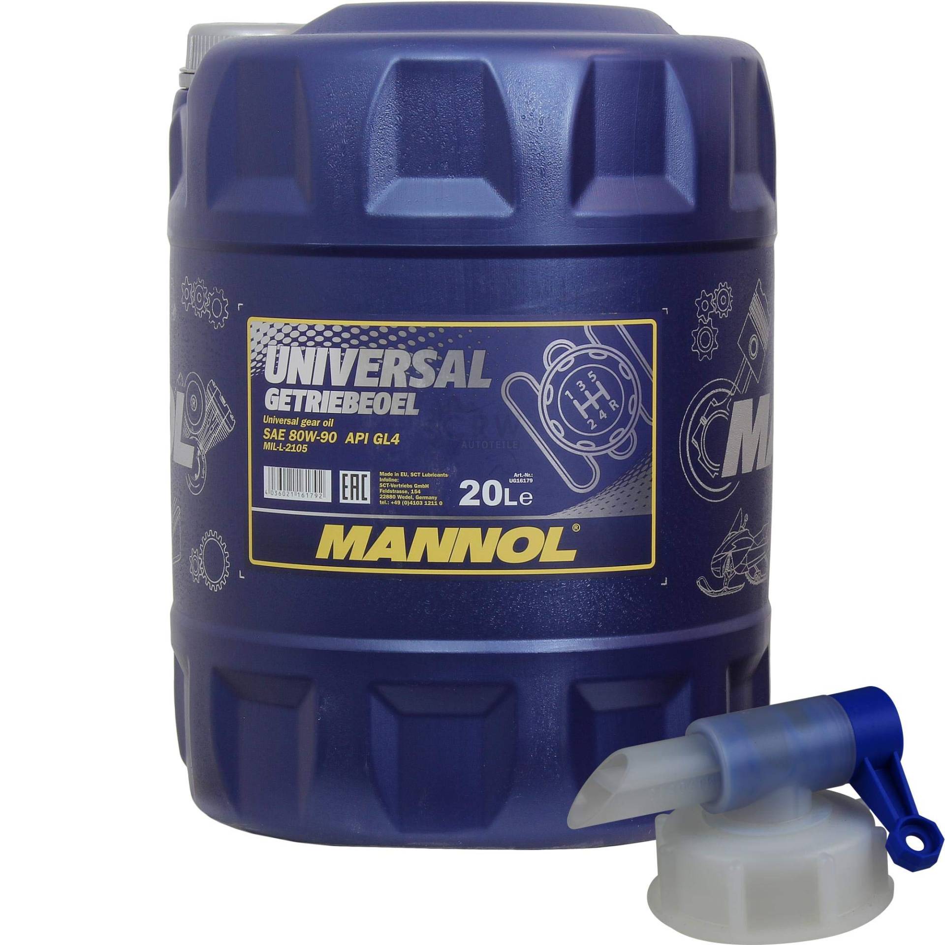 20 Liter MANNOL Universal Getriebeöl 80W-90 API GL 4 MN8107-20 inkl. Auslaufhahn von Diederichs