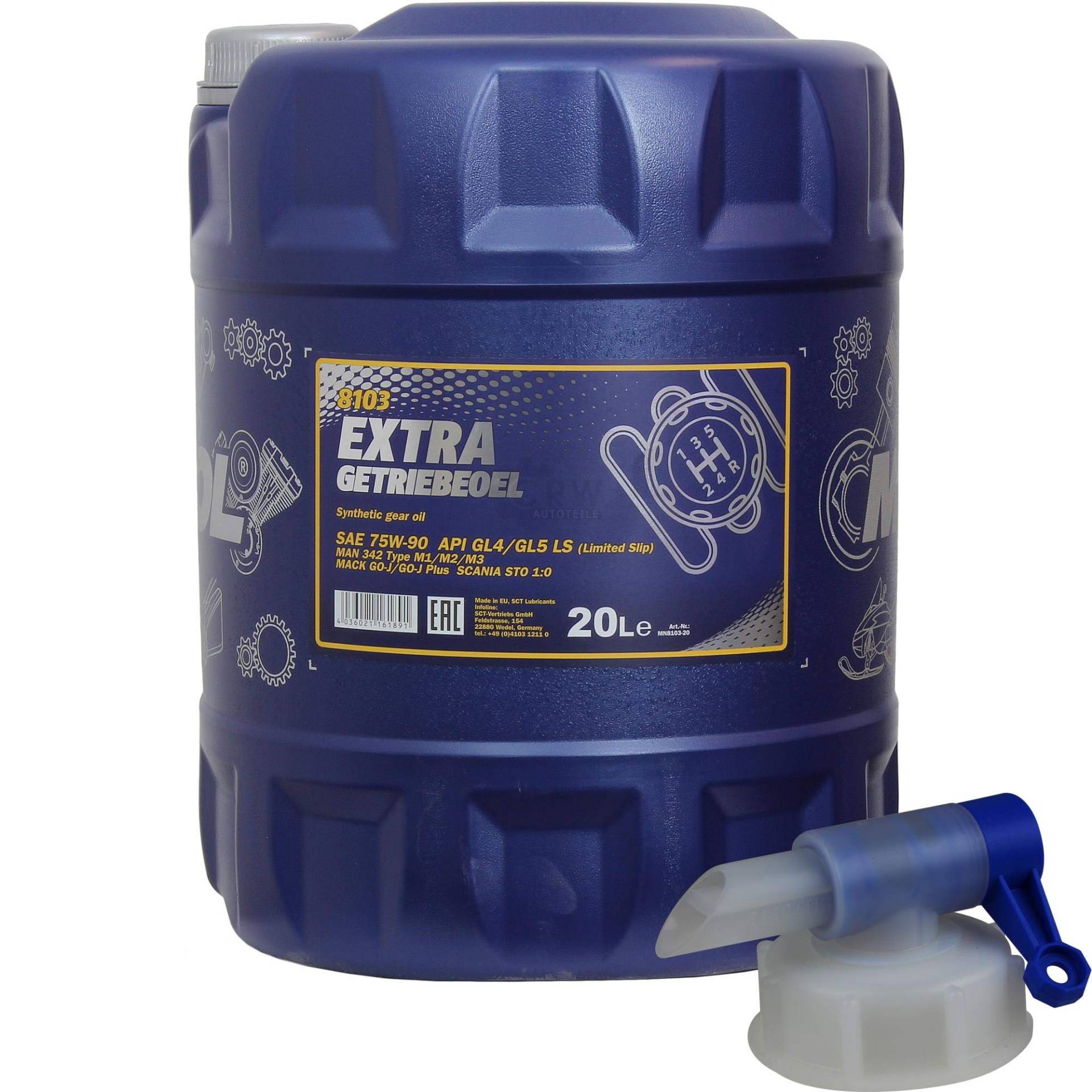 20L MANNOL Extra Getriebeöl 75W-90 API GL 4/GL 5 LS MN8103-20 inkl Auslaufhahn 20L MANNOL Extra Getriebeöl 75W-90 API GL 4/GL 5 LS MN8103-20 inkl Auslaufhahn von Diederichs