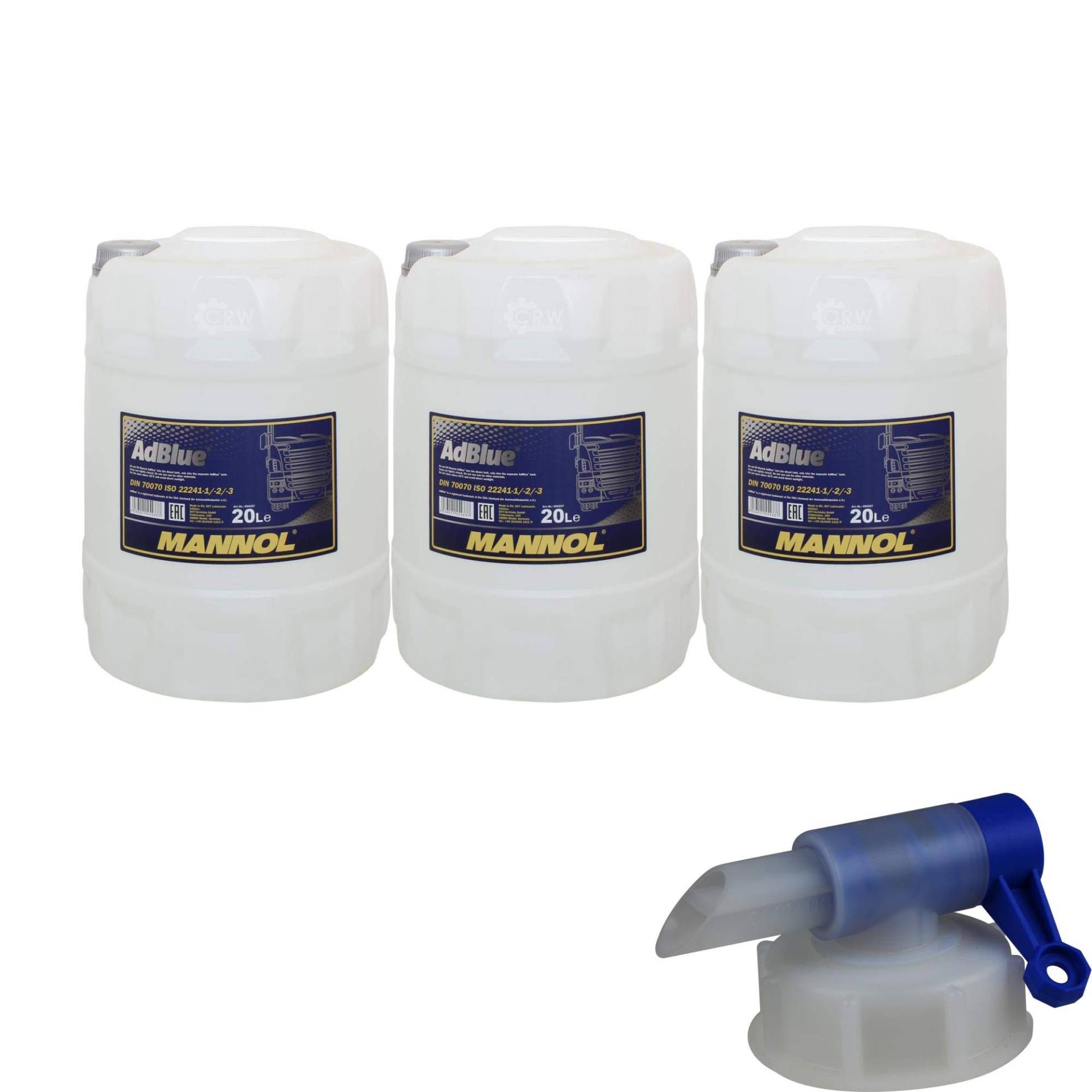 3x 20 Liter MANNOL SCR Harnstofflösung ready-to-ude AdBlue® inkl. Auslaufhahn von Diederichs