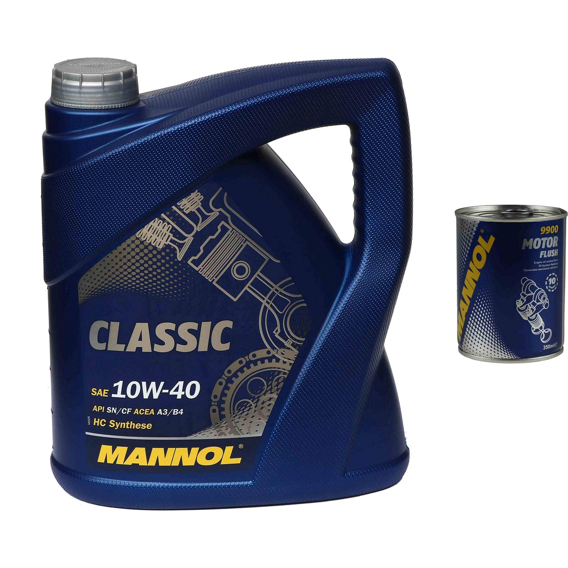 4L Motoröl MANNOL Classic 10W-40 1x MANNOL Motor Flush ADDITIV von Diederichs
