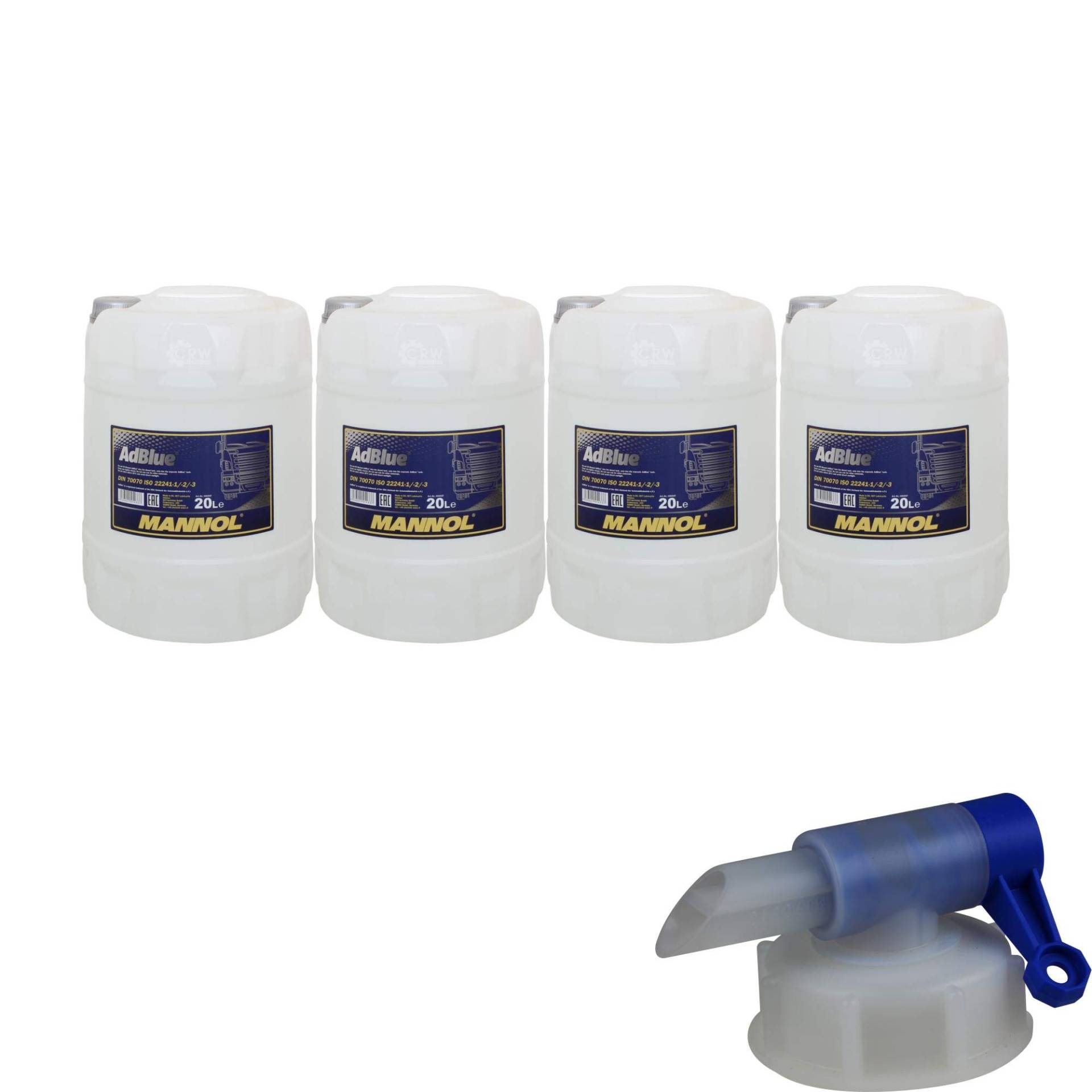 4x 20 Liter MANNOL SCR Harnstofflösung ready-to-ude AdBlue® inkl. Auslaufhahn von Diederichs