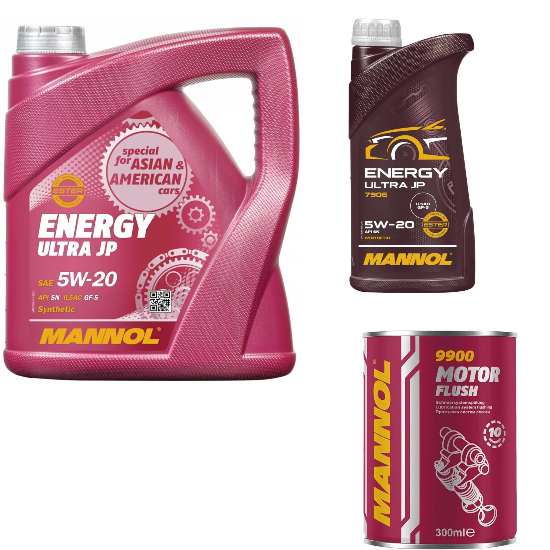 5L Motoröl MANNOL Energy Ultra JP 5W-20 1x MANNOL Motor Flush ADDITIV von Diederichs