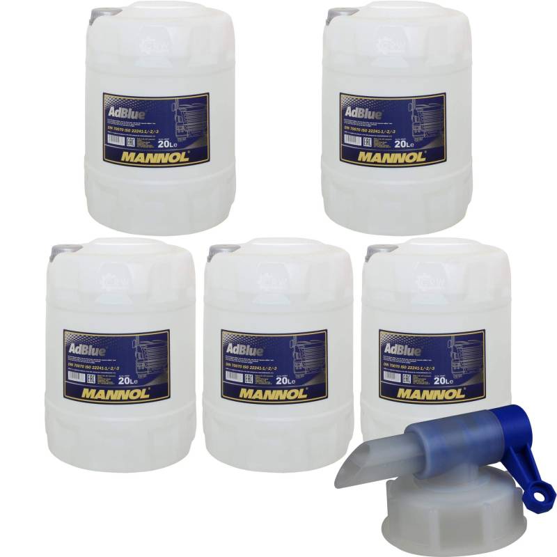 5x 20 Liter MANNOL SCR Harnstofflösung ready-to-ude AdBlue® inkl. Auslaufhahn von Diederichs