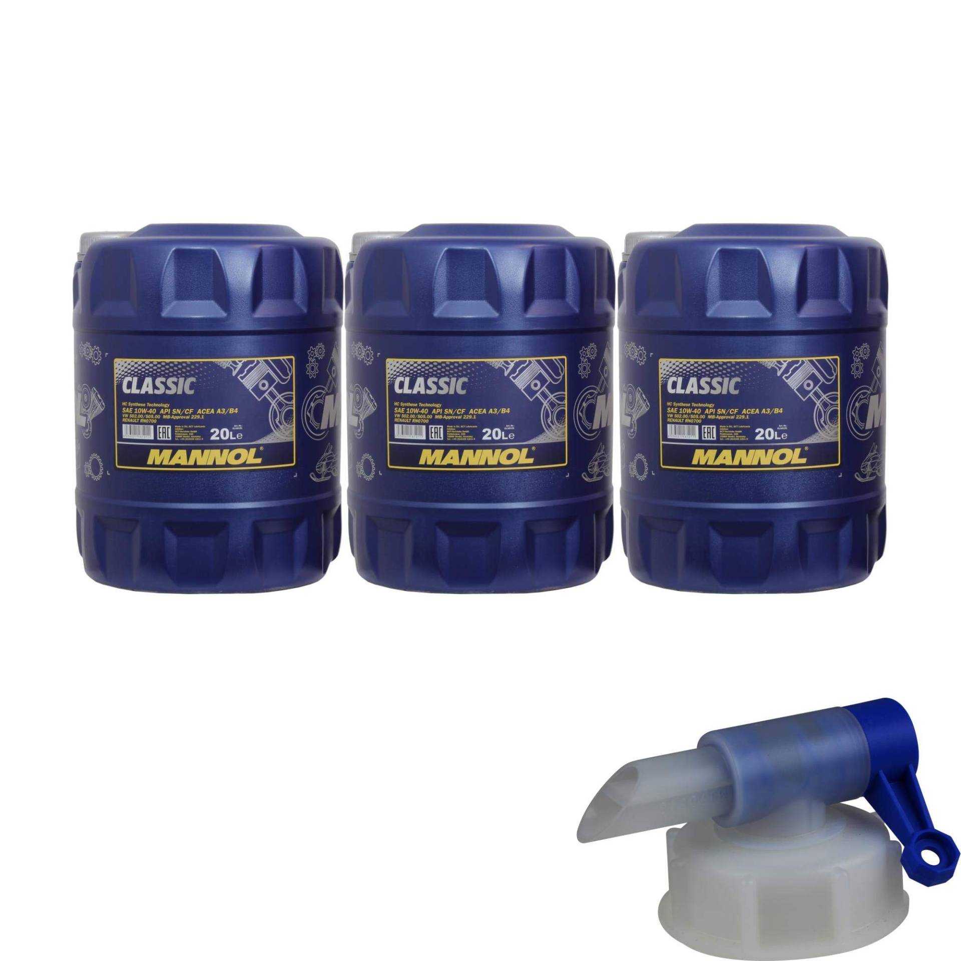 60L MANNOL Classic 10W-40 API SN/SM/CF Öl Motoröl MN7501-20 inkl. Auslaufhahn 60L MANNOL Classic 10W-40 API SN/SM/CF Öl Motoröl MN7501-20 inkl. Auslaufhahn von Diederichs