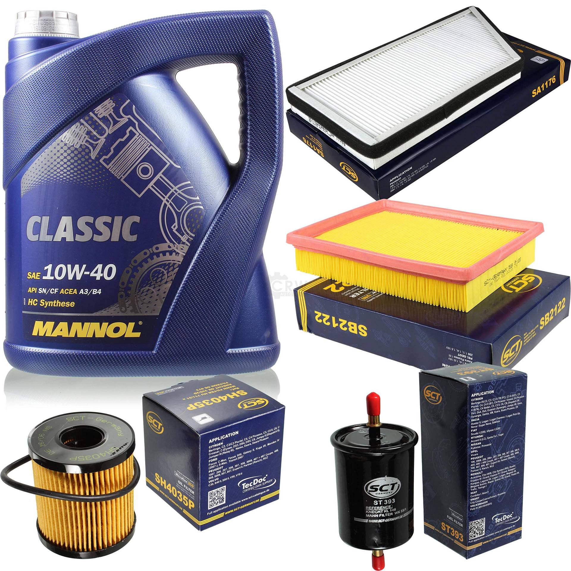 Filter Set Inspektionspaket 5 Liter MANNOL Motoröl Classic 10W-40 API SN/SM/CF SCT Germany Innenraumfilter Luftfilter Ölfilter Kraftstofffilter Filter Set Inspektionspaket 5 Liter MANNOL Motoröl Classic 10W-40 API SN/SM/CF SCT Germany Innenraumfilter Luftfilter Ölfilter Kraftstofffilter von Diederichs
