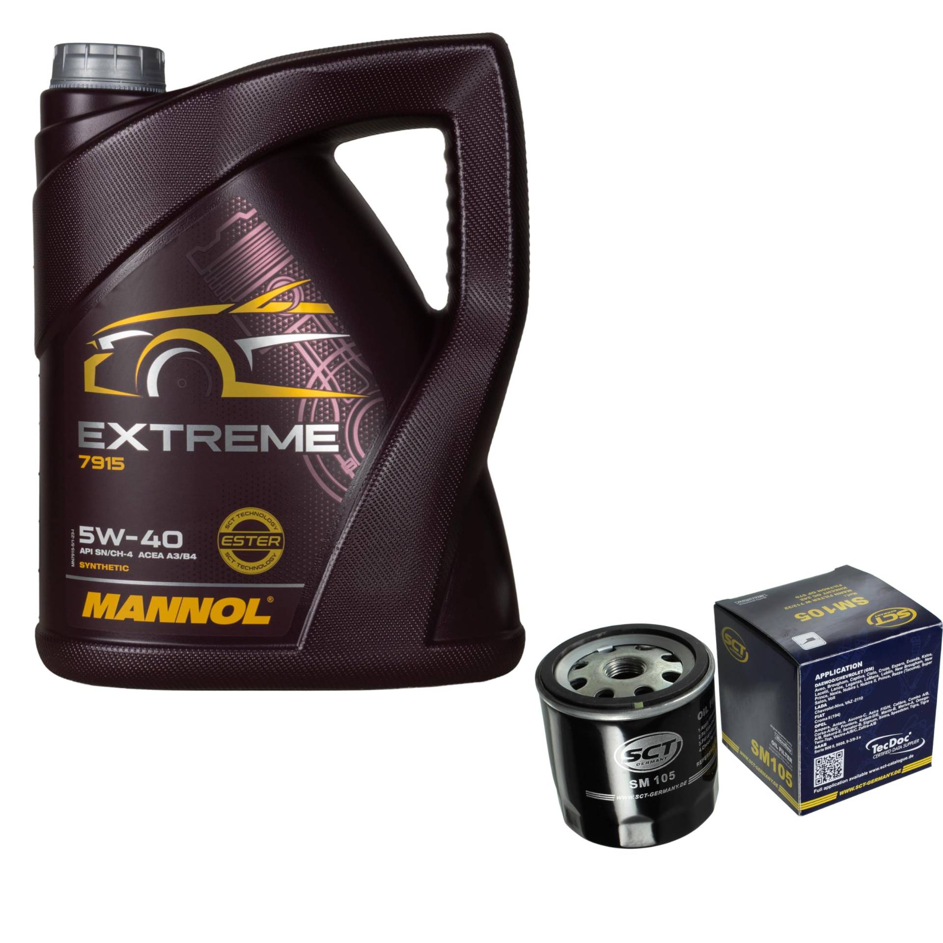 Filter Set Inspektionspaket 5 Liter MANNOL Motoröl Extreme 5W-40 API SN/CF SCT Germany Ölfilter von Diederichs