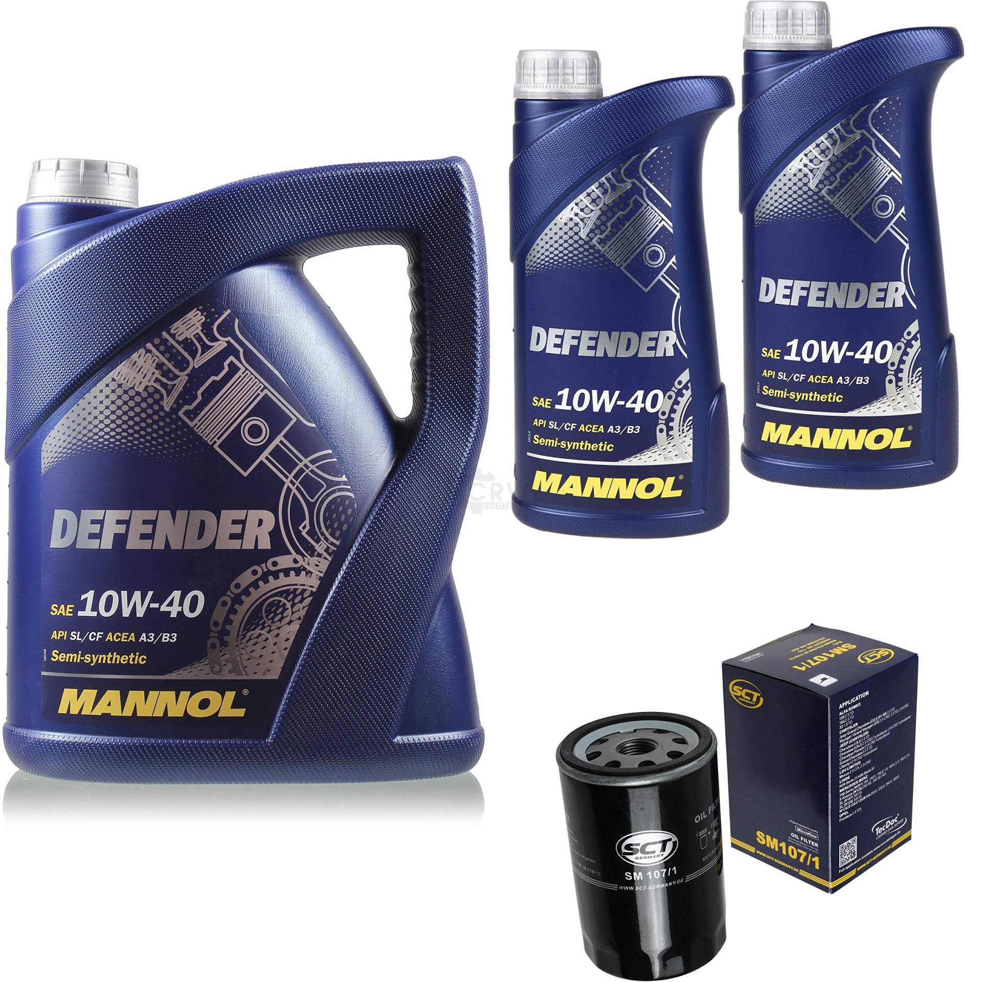 Filter Set Inspektionspaket 7 Liter MANNOL Motoröl Defender 10W-40 API SL/CF SCT Germany Ölfilter von Diederichs