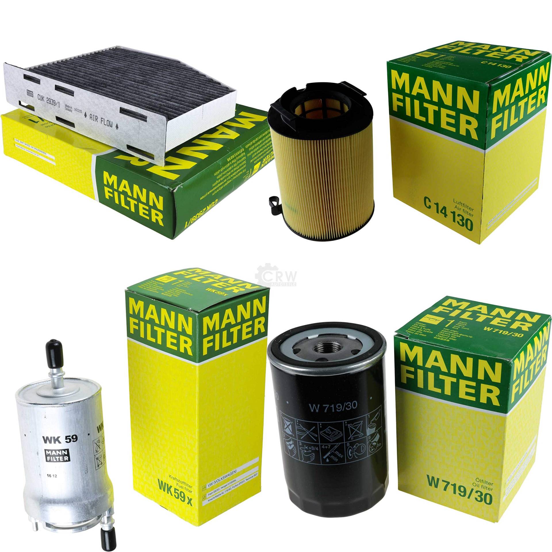 MANN-FILTER Inspektions Set Inspektionspaket Luftfilter Ölfilter Innenraumfilter Kraftstofffilter von QR-Parts