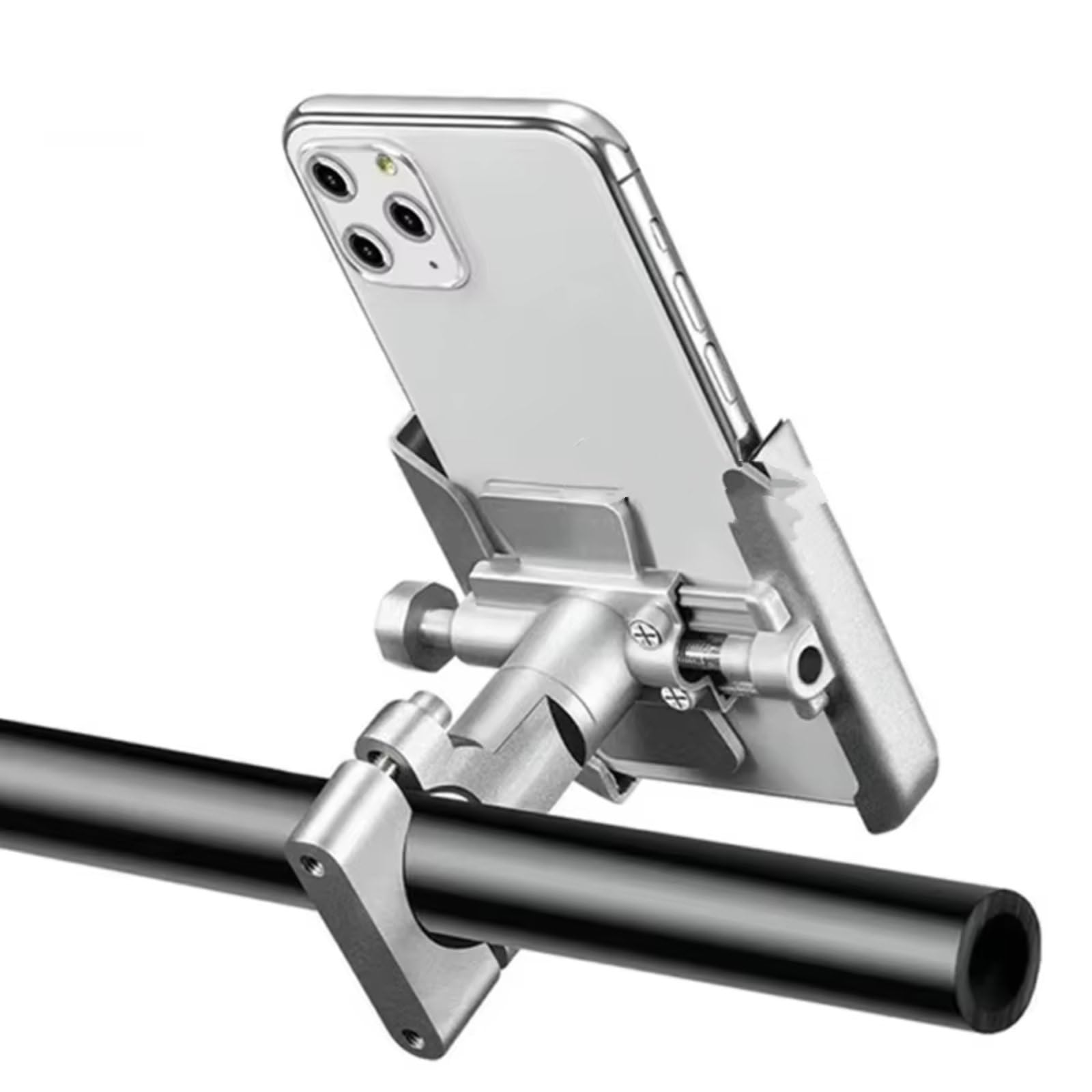 Motorrad Halterungen Für NMAX 155 Für NMAX 125 Für N-MAX 150 Motorradzubehör Handyhalter GPS-Navigationshalterung Motorrad Handyhalterung(Handlebar Silver) von QRDKKL
