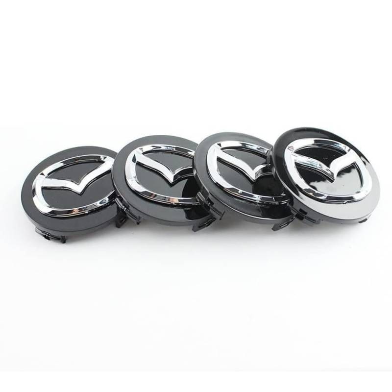 4 Stück Auto Radnabenkappen für Mazda2 Demio 2002-2024,Langlebig Sonnenschutz Wasserdicht Nabendeckel Styling Auto Zubehör,Long Legs 56mm-Black von QRSWEWPA