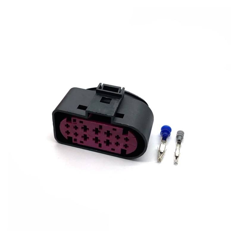 1 Satz 14-Pin-Dichtungs-Auto-Xenon-Scheinwerfer-Lampen-Stecker-Stecker 1. 5mm 3,5 mm Sockel Compatible with B~W VW 1J0 973 837 1J0973737 1J0973837(Dark Grey,1 Set of Female) von QSBVSO