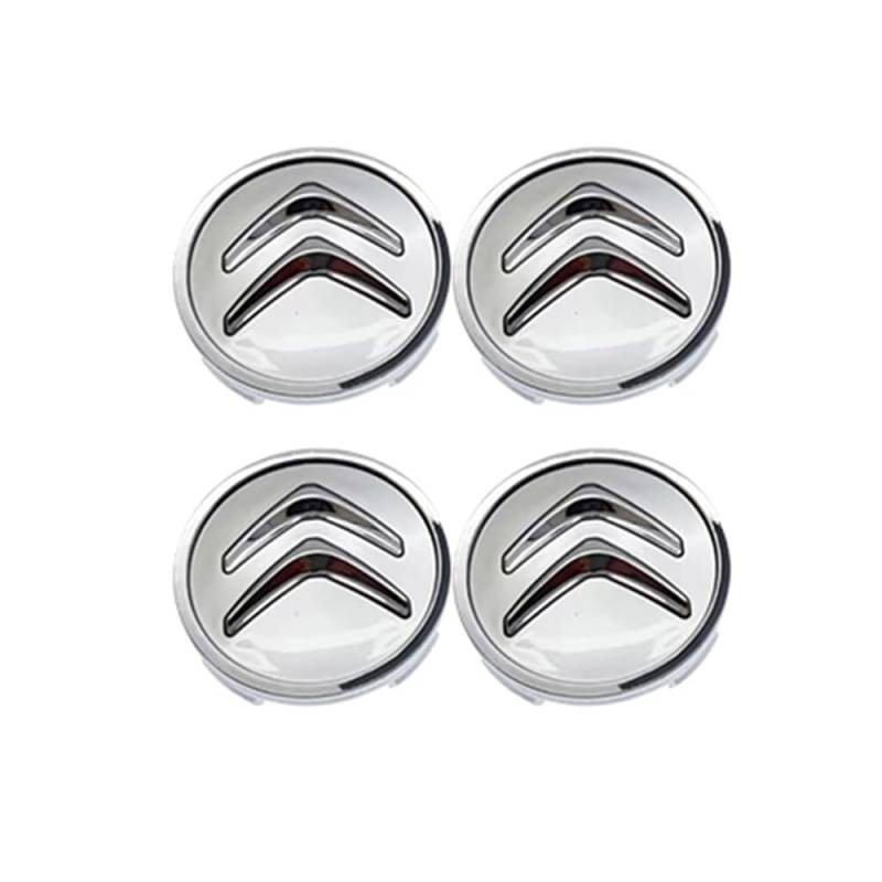 4 Stück Auto Radnabenkappen für Citroen DS3 2009-2014 60mm,Nabendeckel Felgendeckel Nabenabdeckungen Wasserdicht Staubdicht Reifen Felgen Zubehör,A von QSLLLY