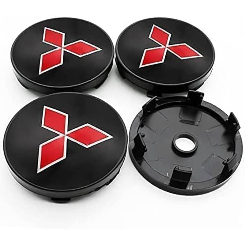 4 Stück Auto Radnabenkappen für Mitsubishi 60mm,Nabendeckel Felgendeckel Nabenabdeckungen Wasserdicht Staubdicht Reifen Felgen Zubehör von QSLLLY