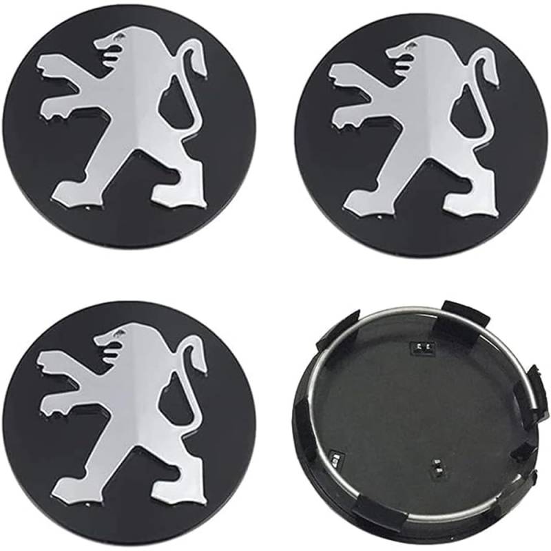 4 Stück Auto Radnabenkappen für Peugeot RCZ 2013-2015 60mm,Nabendeckel Felgendeckel Nabenabdeckungen Wasserdicht Staubdicht Reifen Felgen Zubehör von QSLLLY