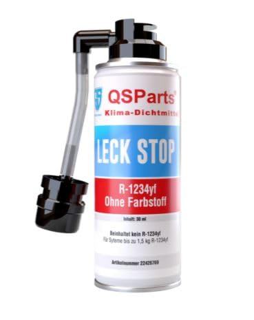 QSParts Klima Dichtmittel Klimaanlage Kfz Leckstopp R1234yf 30ml Füllschlauch + Adapter von QSParts