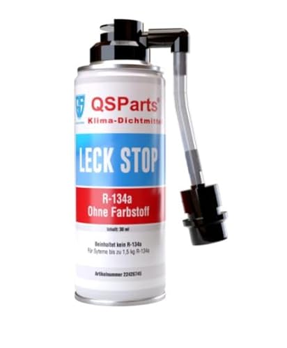 QSParts Klima Dichtmittel Klimaanlage Kfz Leckstopp R134a 30ml mit Füllschlauch + Adapter von QSParts