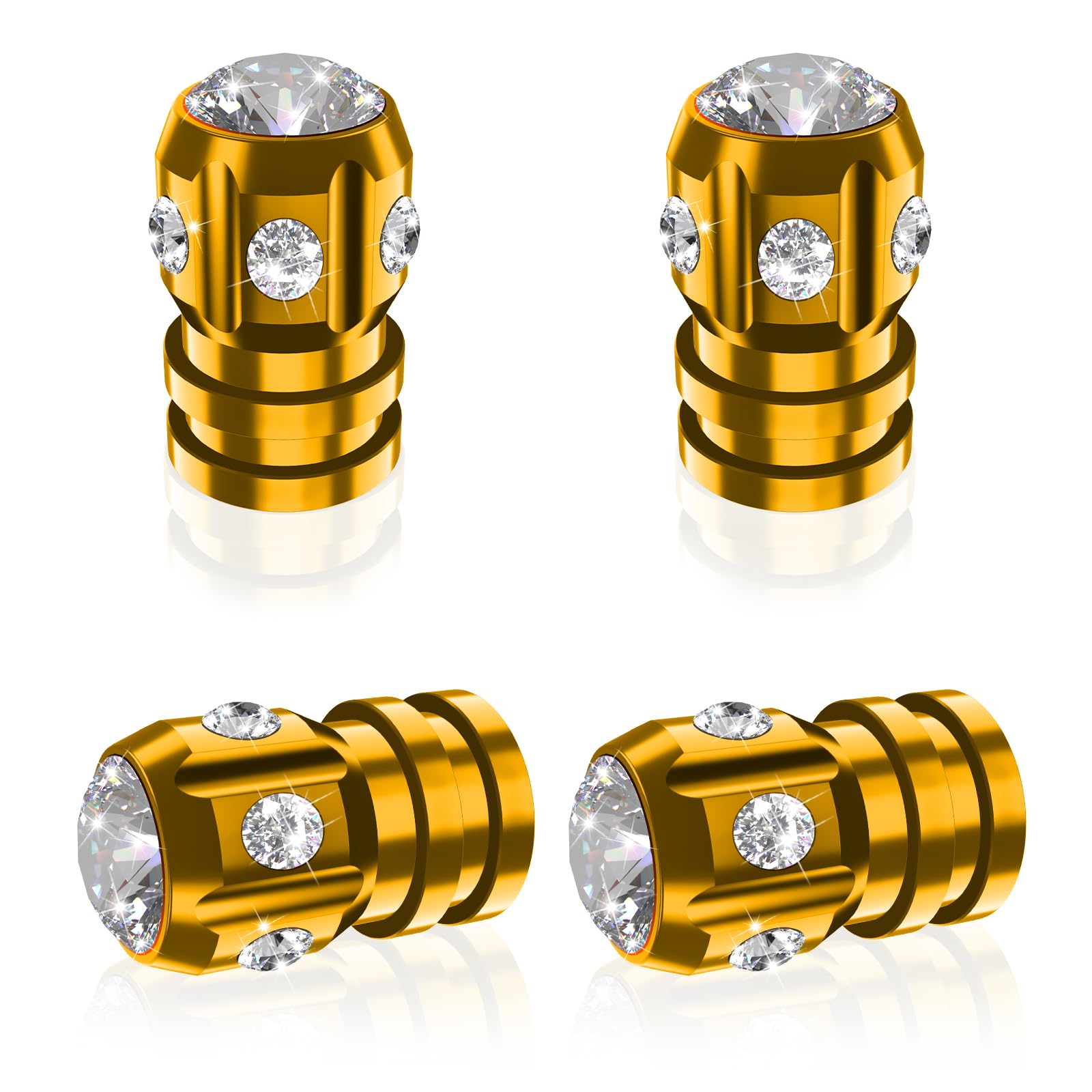QUARKACE Bling Reifenkappen, korrosionsbeständige Reifenstaubkappen mit glitzernden Strasssteinen, luftauslaufsichere Ventilkappen, Reifenkappen 4 Stück für Autos, LKWs, Motorräder, Fahrräder – Gold QUARKACE Bling Reifenkappen, korrosionsbeständige Reifenstaubkappen mit glitzernden Strasssteinen, luftauslaufsichere Ventilkappen, Reifenkappen 4 Stück für Autos, LKWs, Motorräder, Fahrräder – Gold von QUARKACE