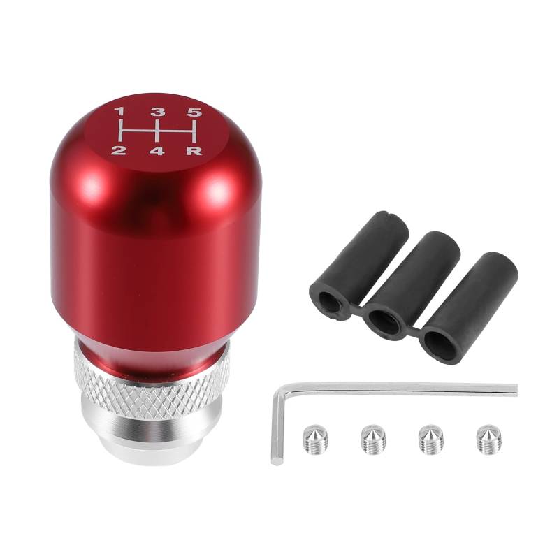 QUARKZMAN 1 Satz 5 Gang Auto Einstellbare Schaltknauf Aluminiumlegierung Rot von QUARKZMAN