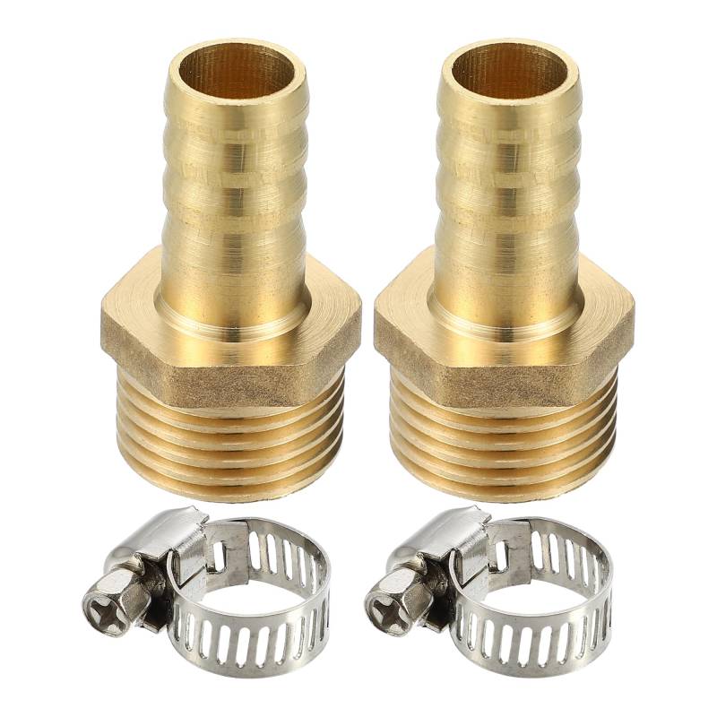 QUARKZMAN 2 Stück Messing Schlauchtülle 12mm Gerade Schlauchanschluss 1/2" NPT Außengewinde Rohradapter mit 4 x Schlauchschelle von QUARKZMAN