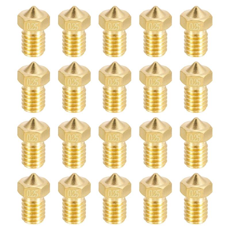 QUARKZMAN 20Stk 0.25mm 3D Drucker Extruder Düsen Kopf M6 Gewinde 3D Drucker Düsen für 1.75mm Extruderdruck Messing von QUARKZMAN