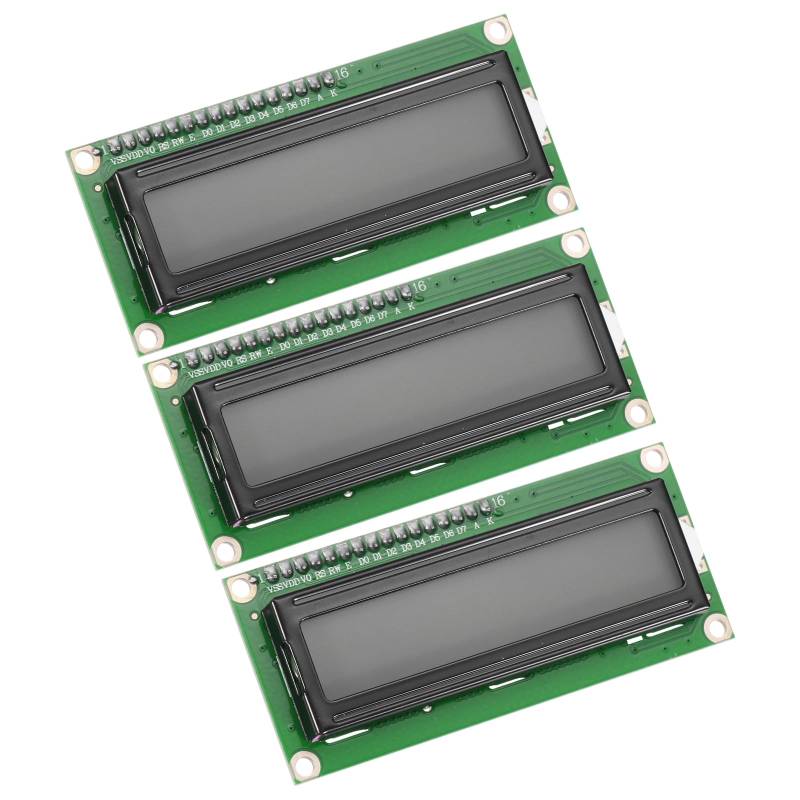 QUARKZMAN 3 Stück LCD 1602 Display Modul 5V mit 16 Pins, graues Display Bildschirm Hintergrundbeleuchtung 16x2 LCD Modul Interface Adapter 72x24mm von QUARKZMAN