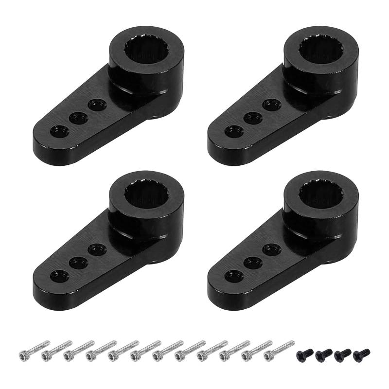 QUARKZMAN 4 Stück Aluminium Servo Horn 15T Servo Horn Lenkung Kurzer Arm 17,5mm Länge Schwarz Geeignet für DIY RC Auto/Boot/Flugzeuge Boot Modell Zubehör mit Schrauben von QUARKZMAN