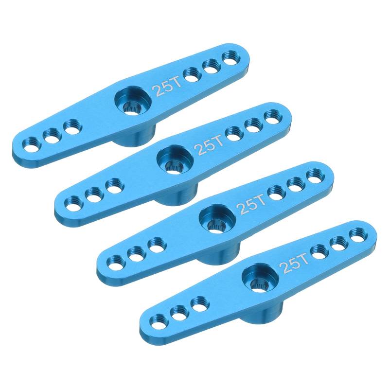 QUARKZMAN 4 Stück Aluminium Servo Horn 25T Servo Horn Lenkung Doppelarme 47mm Länge Himmelblau Geeignet für DIY RC Auto/Boot/Flugzeuge Boot Modell Zubehör von QUARKZMAN