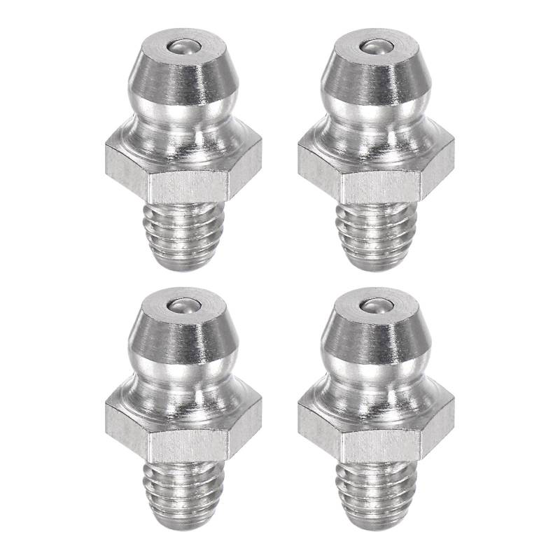 QUARKZMAN 4 Stück Metrische Edelstahl Gerade Schmiernippel M5 x 0,8mm Gewinde Hydraulik Schmiernippel Zubehör von QUARKZMAN