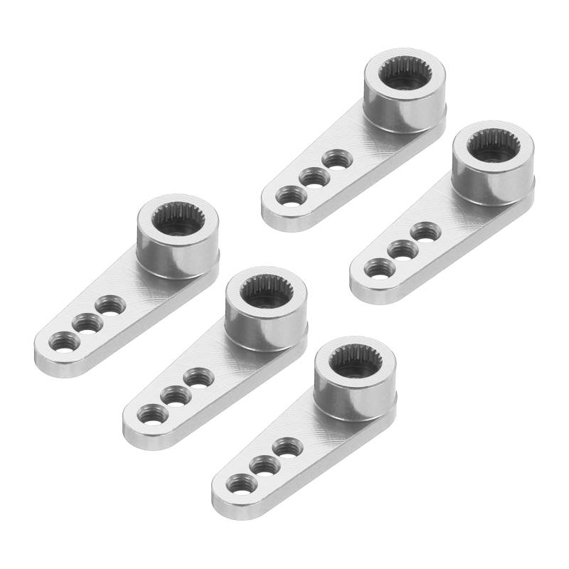QUARKZMAN 5 Stück Aluminium Servo Horn 25T Servo Horn Lenkung Kurzer Arm 28mm Länge Silber Geeignet für DIY RC Auto/Boot/Flugzeuge Boot Modell Zubehör von QUARKZMAN