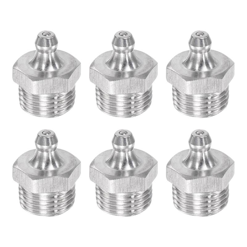 QUARKZMAN 6 Stück Metrische Edelstahl Gerade Schmiernippel M16 x 1,5mm Gewinde Hydraulik Schmiernippel Zubehör von QUARKZMAN