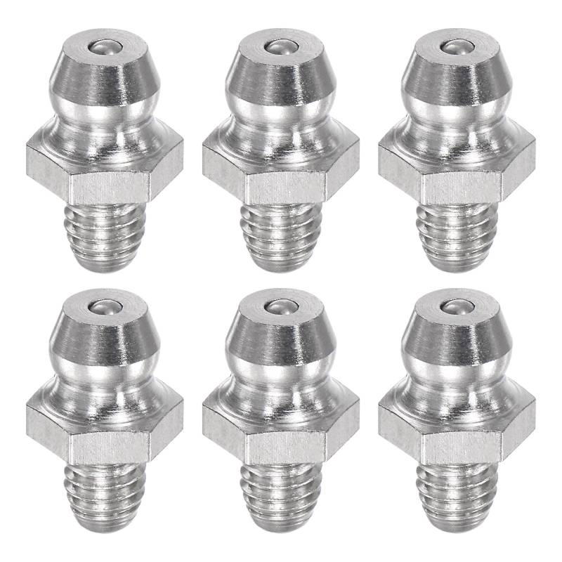 QUARKZMAN 6 Stück Metrische Edelstahl Gerade Schmiernippel M5 x 0,8mm Gewinde Hydraulik Schmiernippel Zubehör von QUARKZMAN