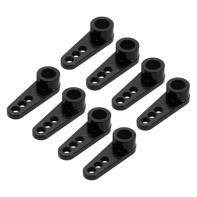 QUARKZMAN 8 Stück Aluminium Servo Horn 25T Servo Horn Lenkung Kurzer Arm 28mm Länge Schwarz Geeignet für DIY RC Auto/Boot/Flugzeuge Boot Modell Zubehör von QUARKZMAN