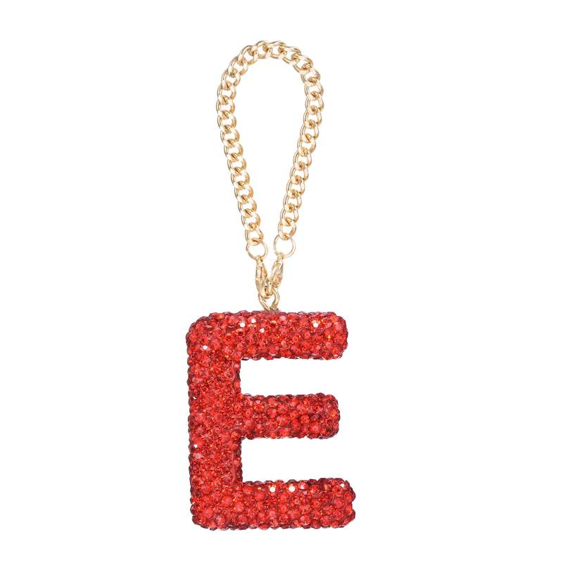 QUARKZMAN Bling Auto Buchstabenanhänger, Initial E Buchstabenanhänger für Tasche Becher, Rot von QUARKZMAN