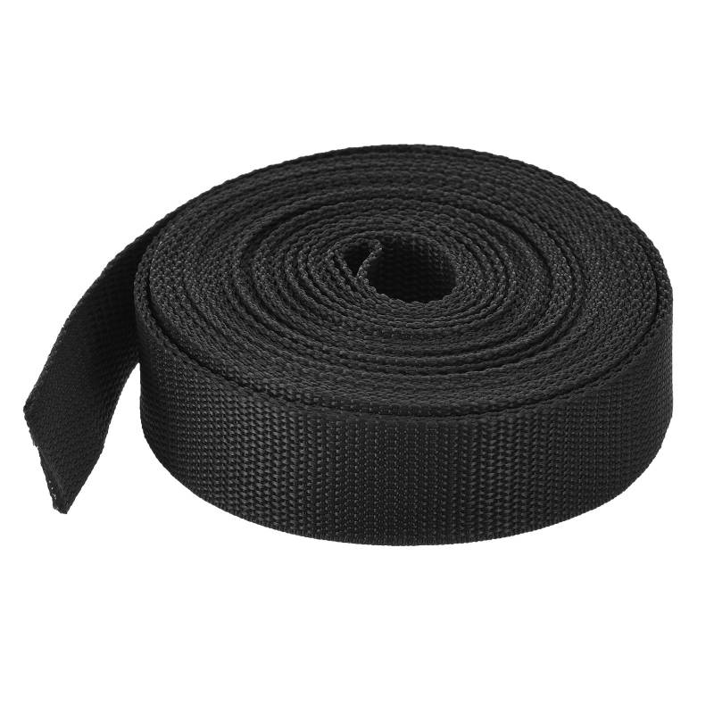 QUARKZMAN Leichtes Polypropylen-Gurtband 32mm (1 1/4") 10 Yard Rucksack-Gurtband Schwarz für Outdoor-Gepäck- und Frachtgurte von QUARKZMAN